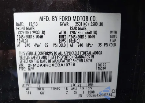 2014 Ford Edge Limited z USA, uszkodzony, nr VIN 2FMDK4KCXEBA19716